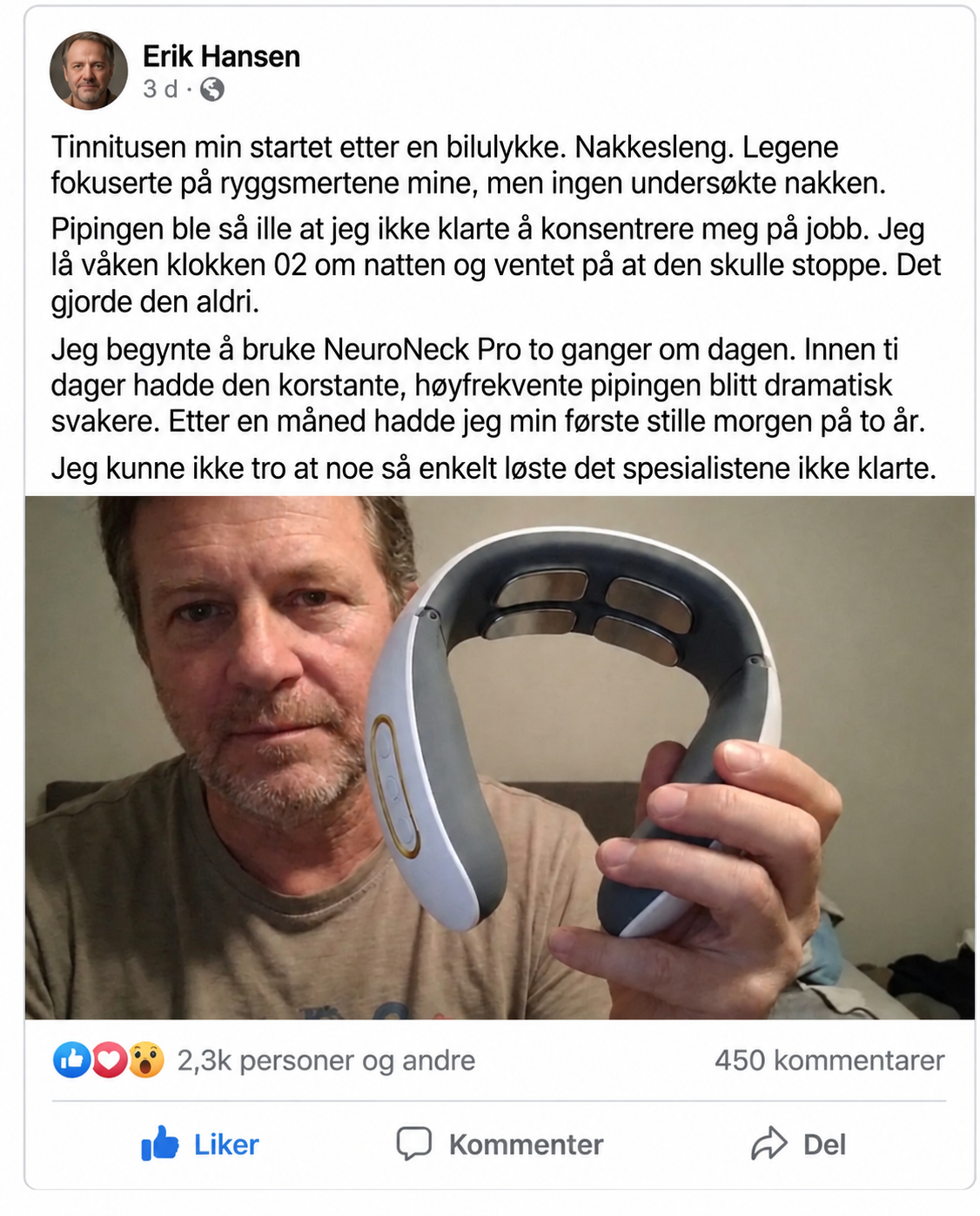 Kundeomtale fra David Brown om NeuroNeck Pro